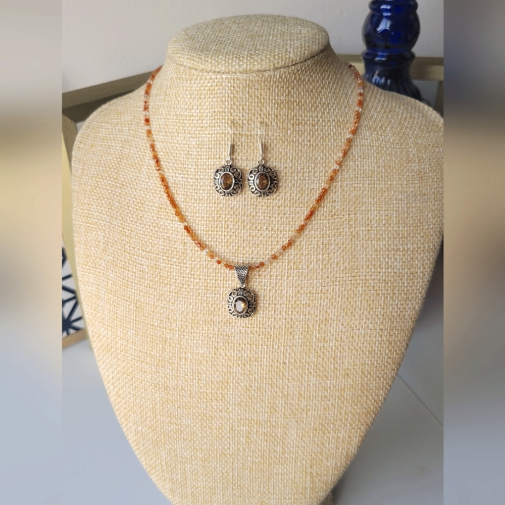 Sterling Silver & Natura Stone Citrine Necklace